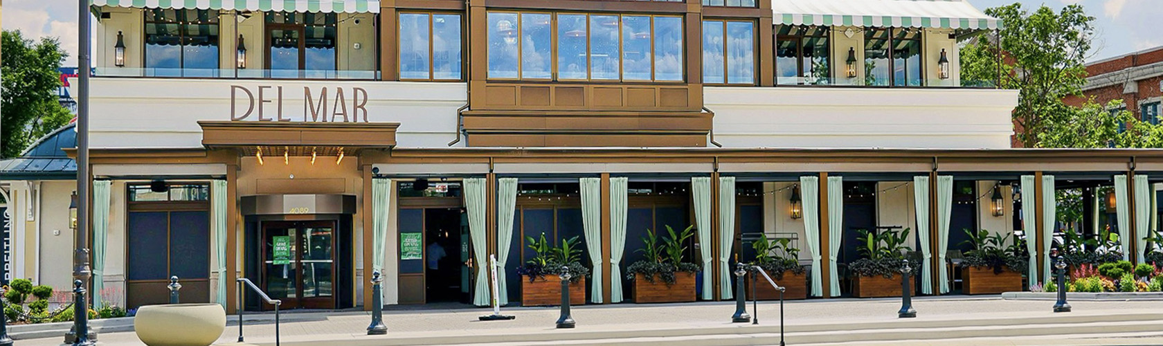 Exterior of Del Mar Mediterranean restaurant at Easton Town Center in Columbus, Ohio.